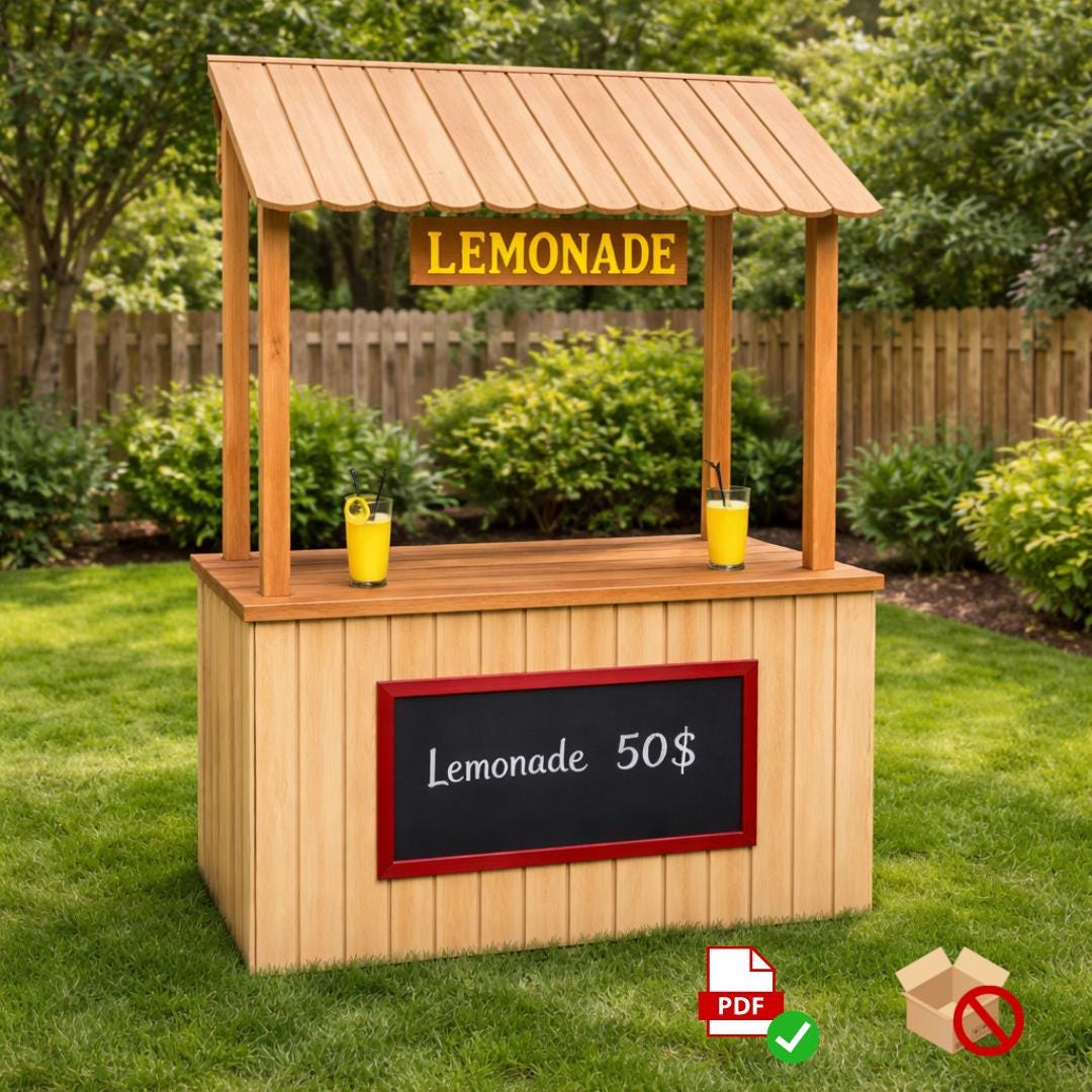 DIY Kids Lemonade Stand Plans PDF: Beginner Woodworking Project (Digital Download)