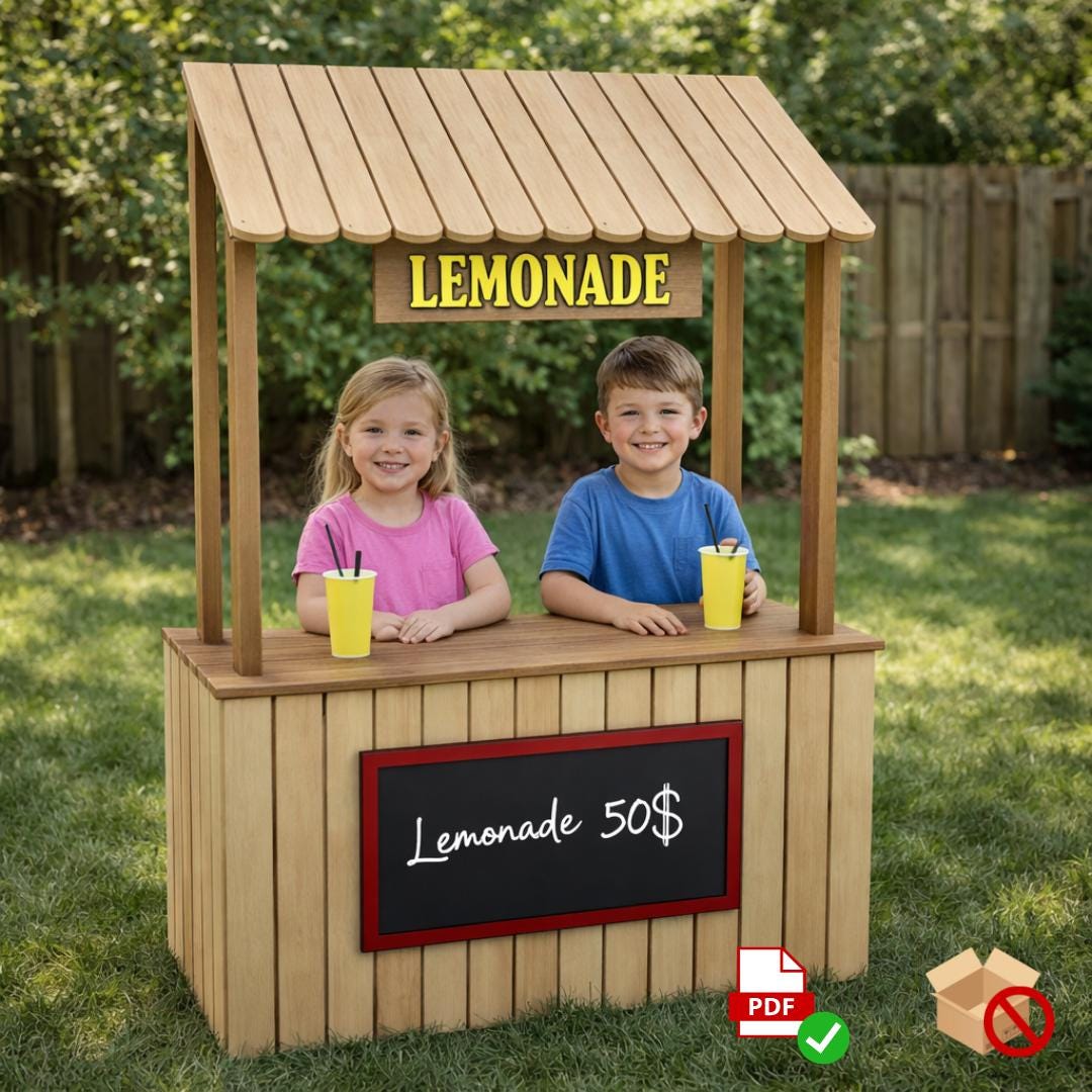 DIY Kids Lemonade Stand Plans PDF: Beginner Woodworking Project (Digital Download)