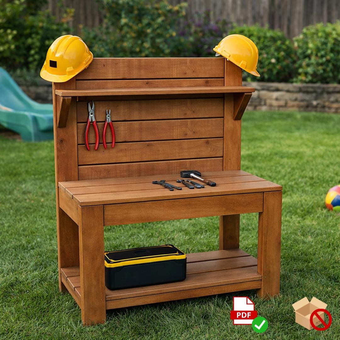 Kids Workbench Plans: DIY Woodworking Bench PDF (Beginner Project Digital Download
