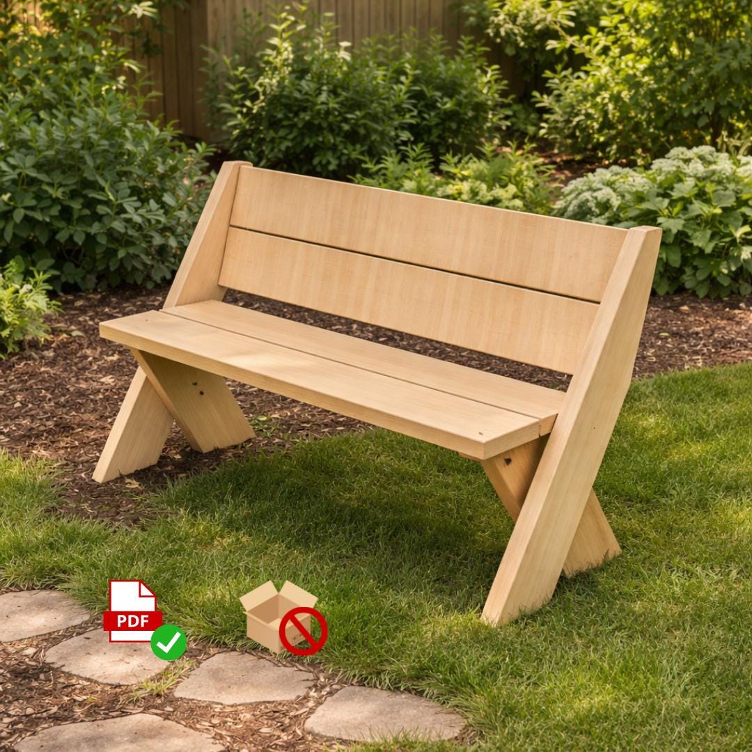 Cedar Leopold Bench Plans – Beginner DIY Woodworking PDF – 2x8 Outdoor Garden Seat Blueprint