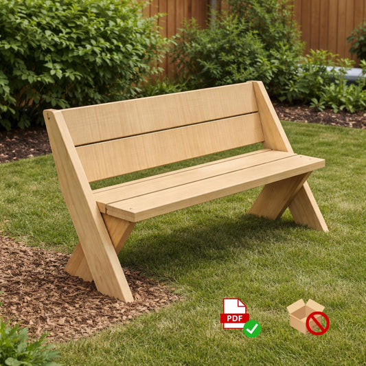 Cedar Leopold Bench Plans – Beginner DIY Woodworking PDF – 2x8 Outdoor Garden Seat Blueprint