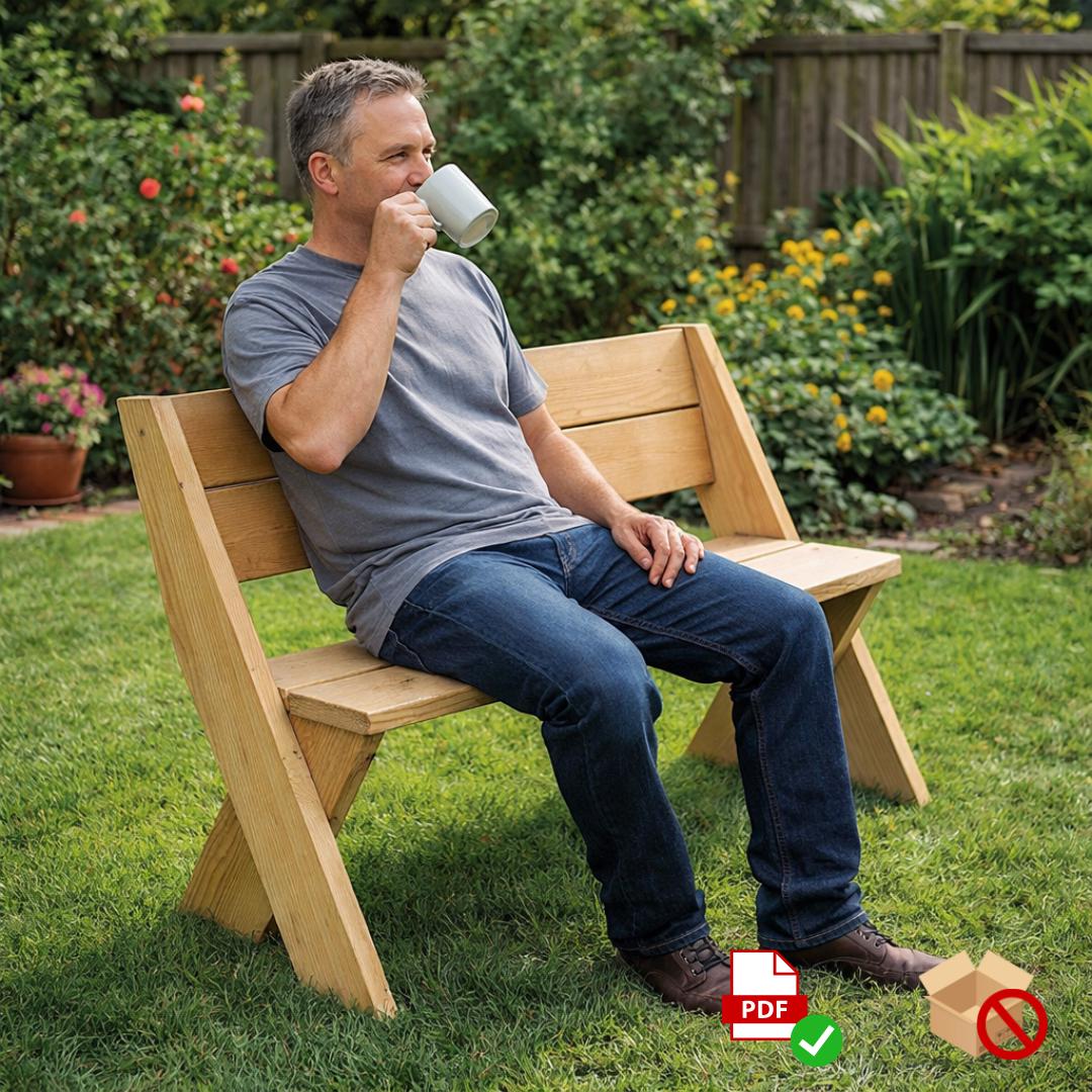 Cedar Leopold Bench Plans – Beginner DIY Woodworking PDF – 2x8 Outdoor Garden Seat Blueprint