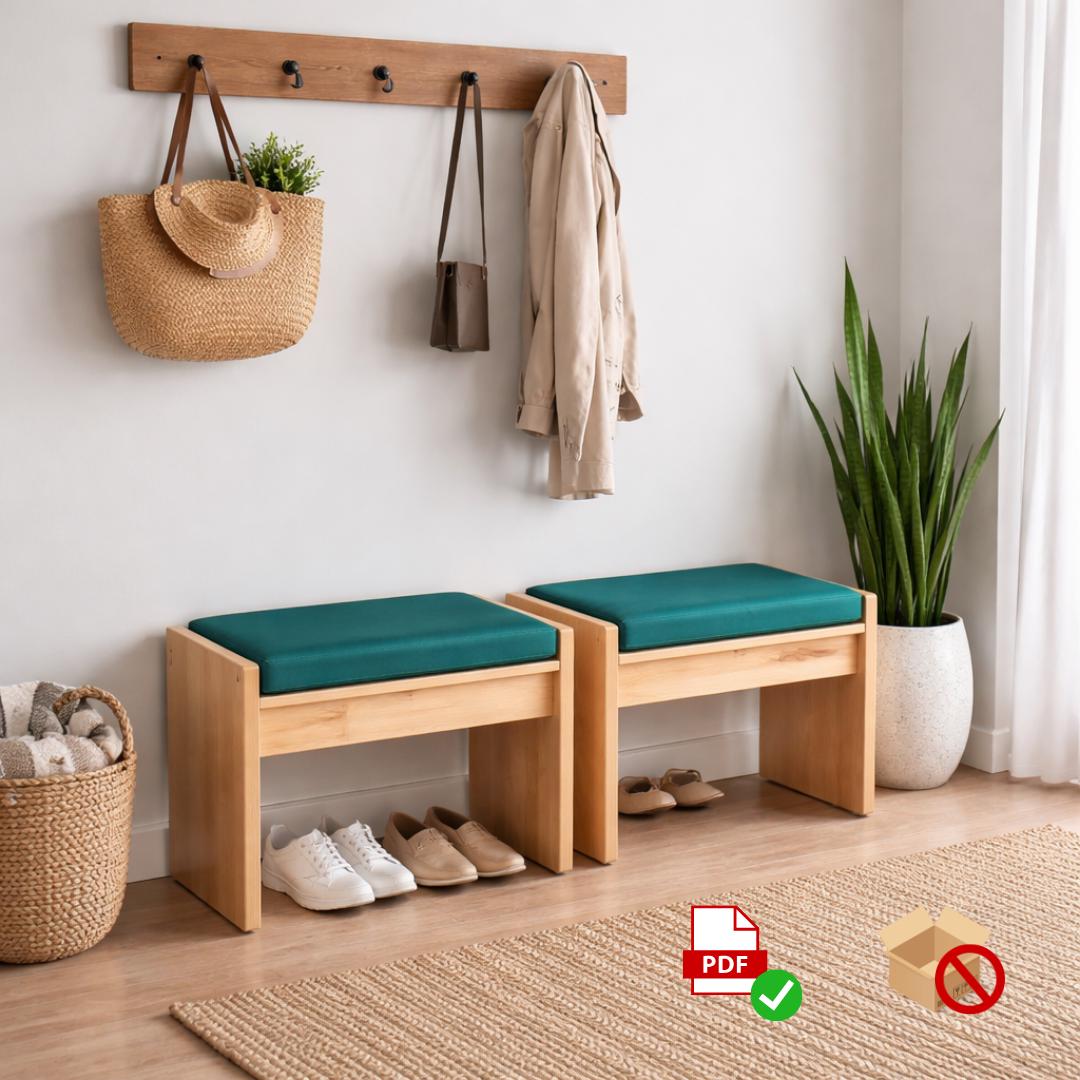 DIY Modern Minimalist Bench Stool Plan PDF | Beginner Woodworking Plan