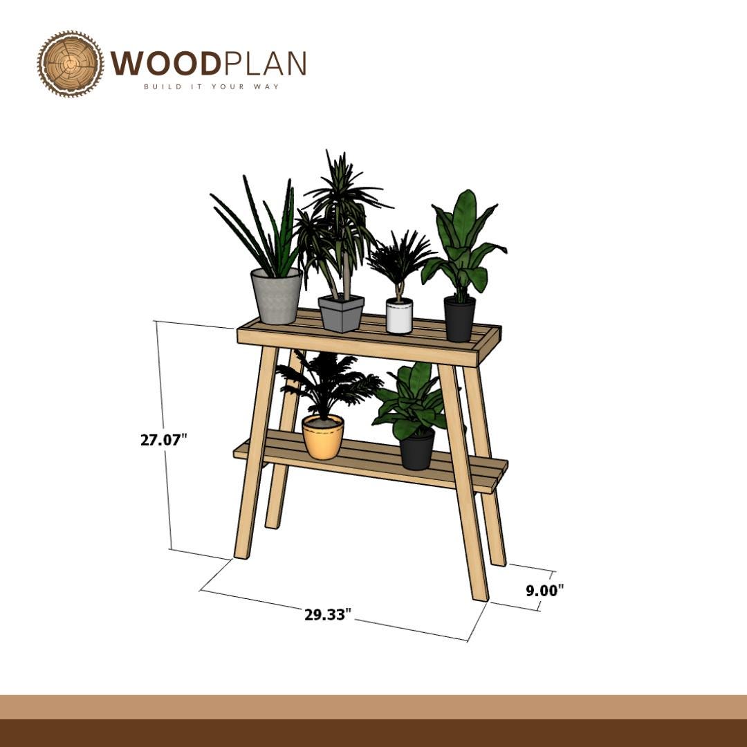 Two-Tier Plant Stand Plan PDF | Scandi Style Indoor Garden Shelf | Beginner Woodworking Project