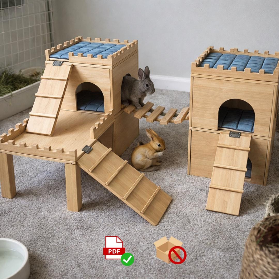 Rabbit Castle Plan PDF | DIY Bunny Fortress with Bridge