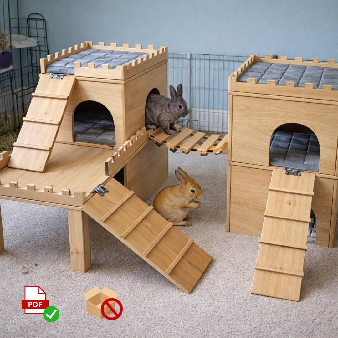 Rabbit Castle Plan PDF | DIY Bunny Fortress with Bridge