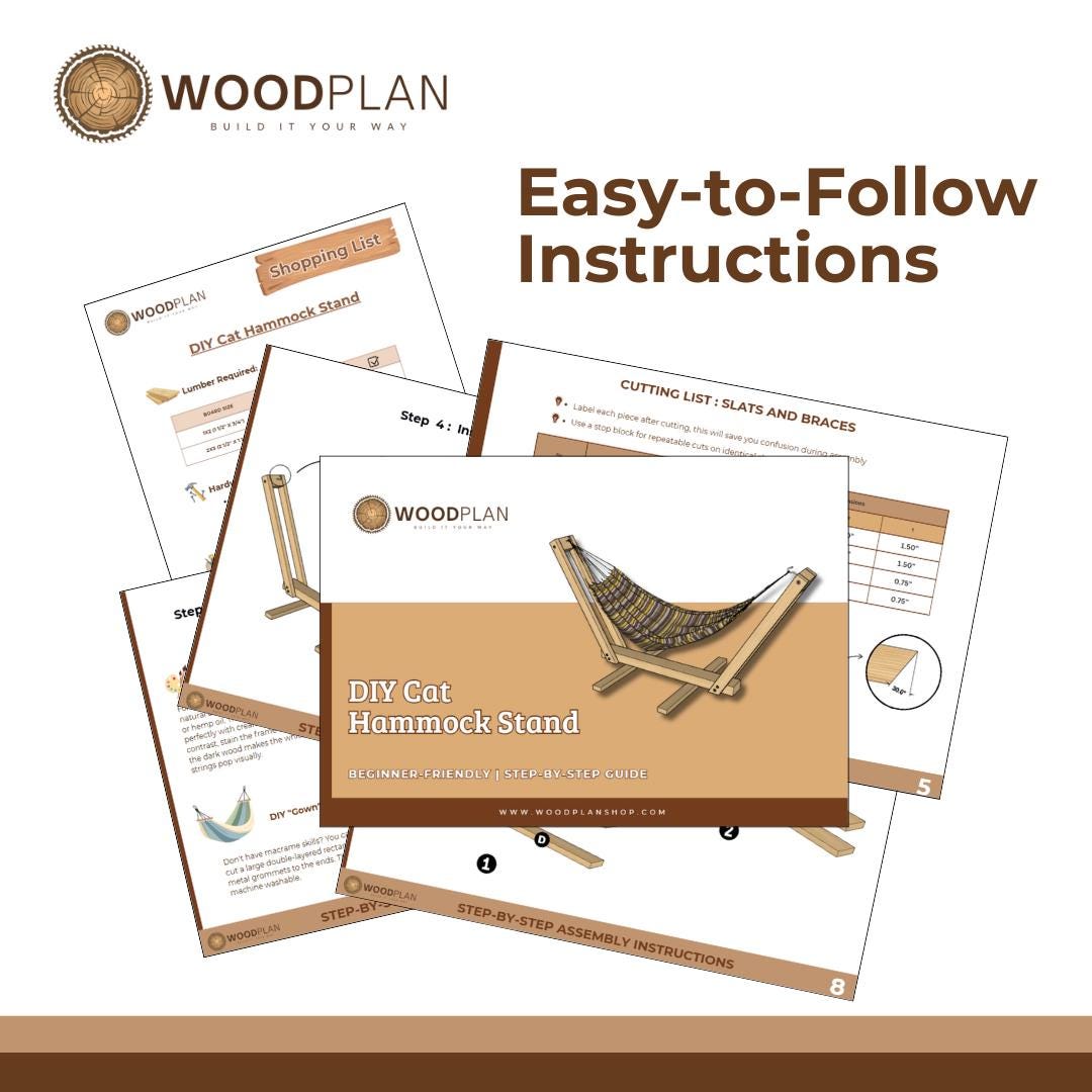 DIY Cat Hammock Stand Plan PDF | Boho Macrame Pet Bed Frame | woodworking plan