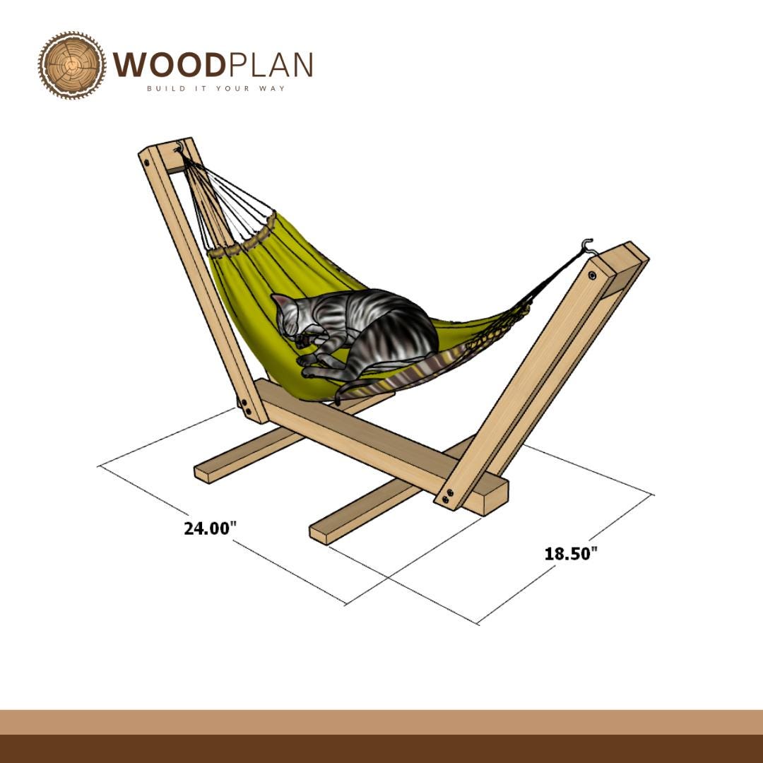 DIY Cat Hammock Stand Plan PDF | Boho Macrame Pet Bed Frame | woodworking plan