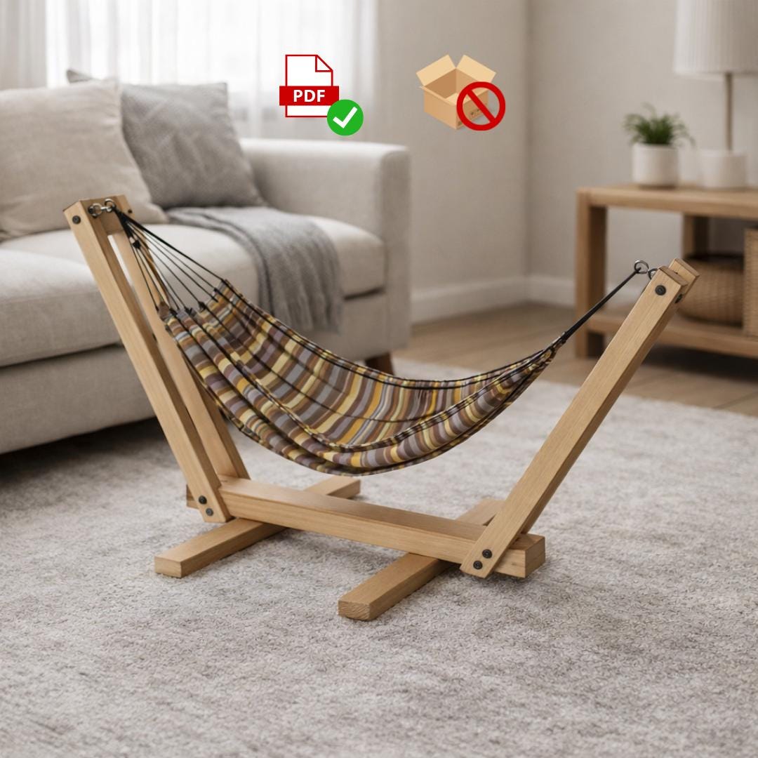 DIY Cat Hammock Stand Plan PDF | Boho Macrame Pet Bed Frame | woodworking plan