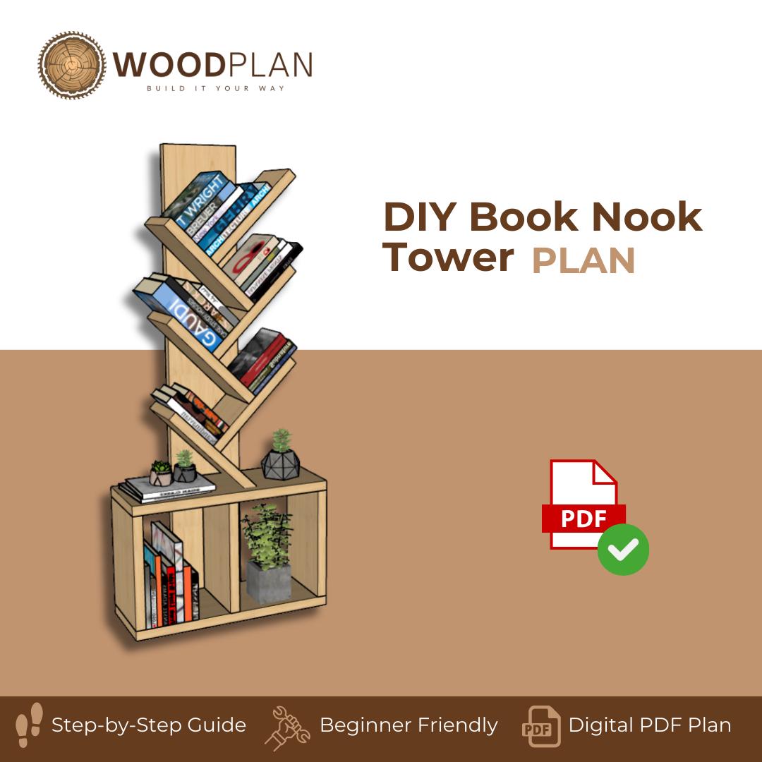 DIY Book Nook Tower PDF Plan | 2x10 & 2x12 Modern Woodworking Plans | Beginner
