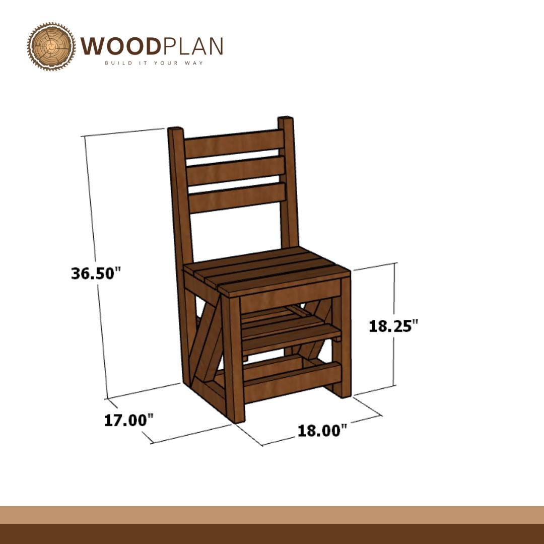 2-in-1 Convertible Ladder Chair – Printable Woodworking Plan (Chair + Step Stool)