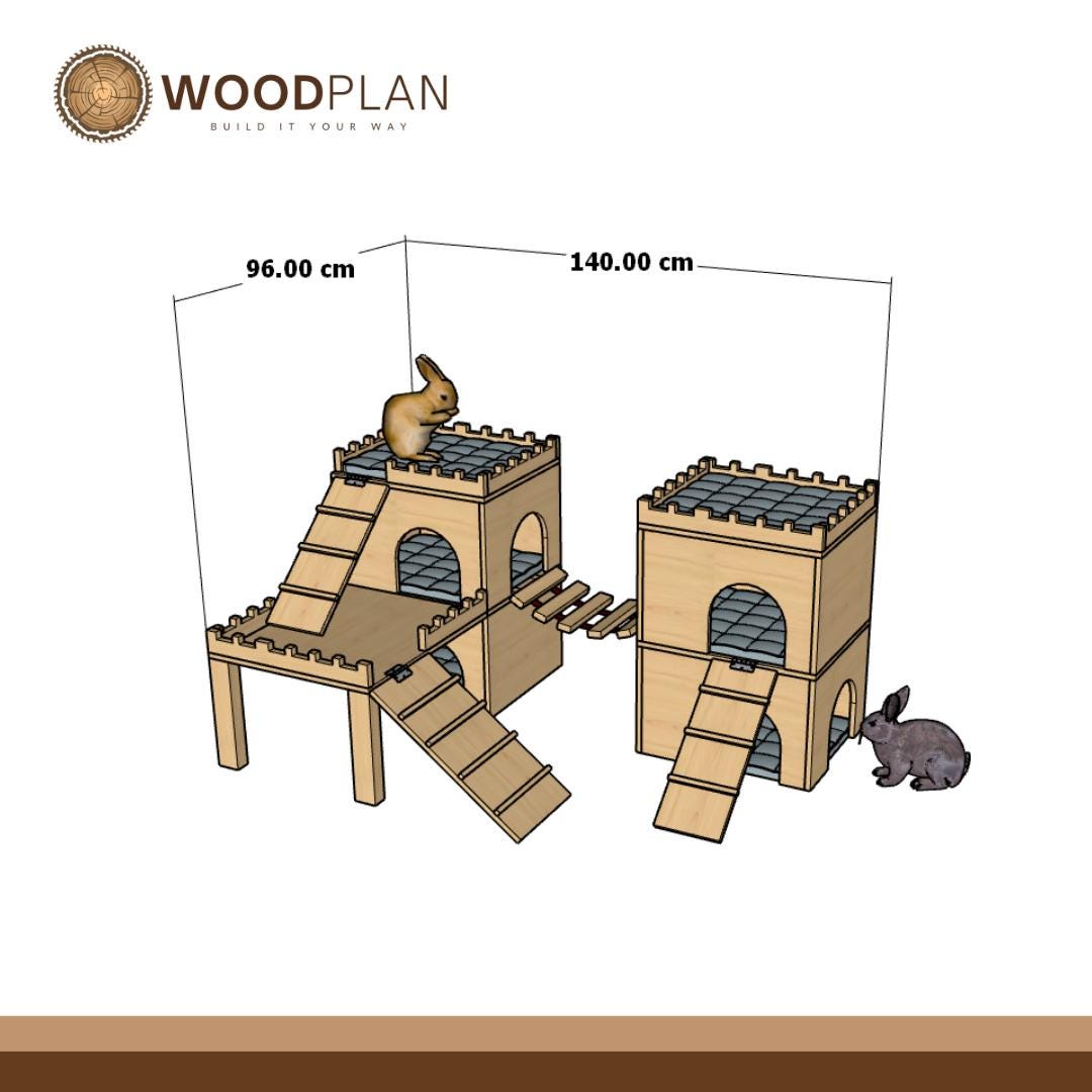 Rabbit Castle Plan PDF | DIY Bunny Fortress with Bridge