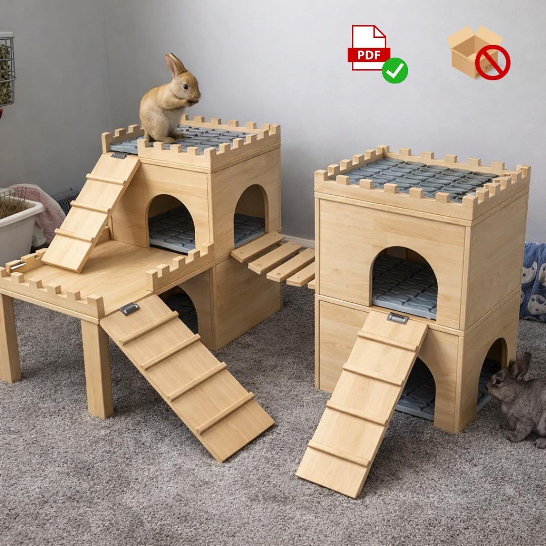 Rabbit Castle Plan PDF | DIY Bunny Fortress with Bridge