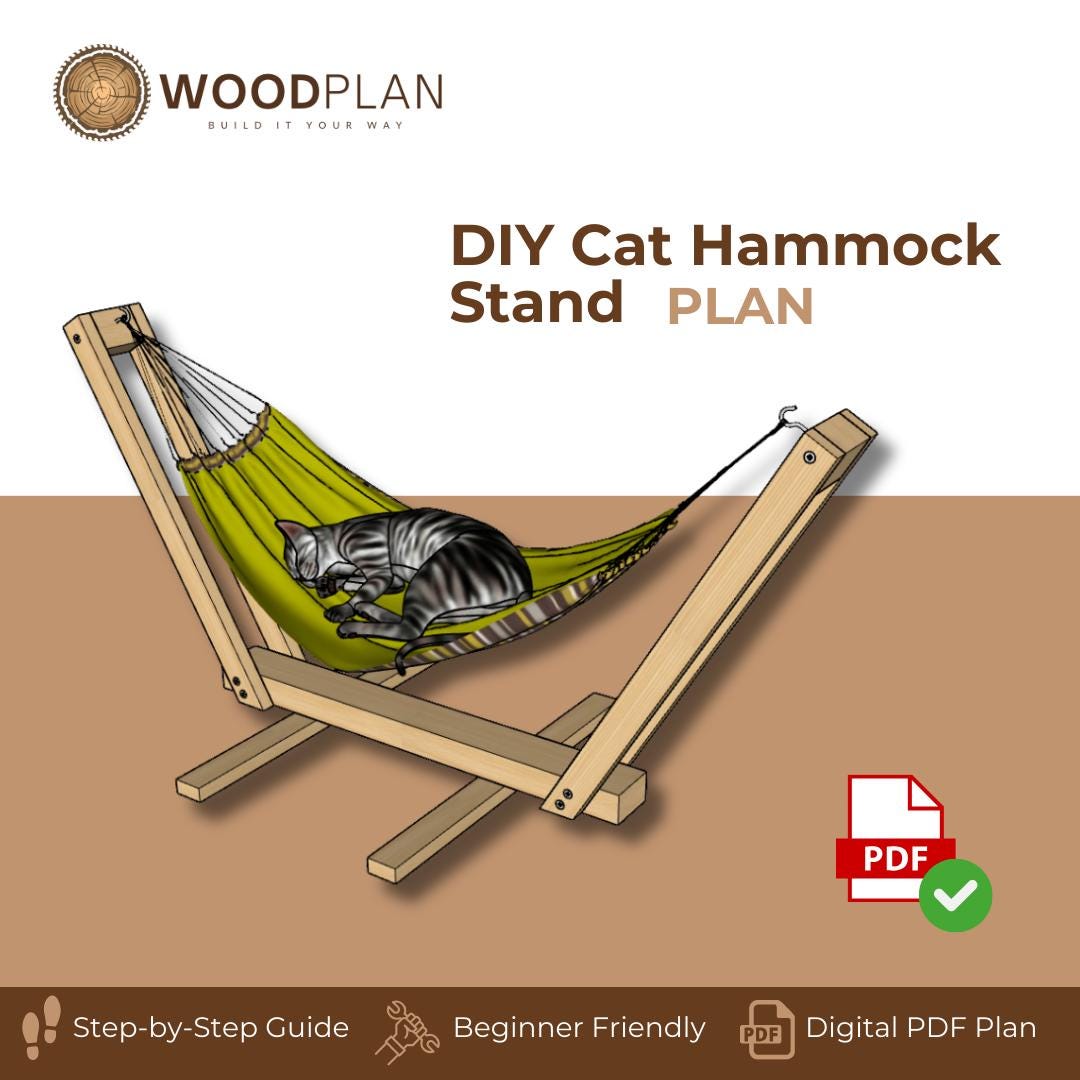 DIY Cat Hammock Stand Plan PDF | Boho Macrame Pet Bed Frame | woodworking plan