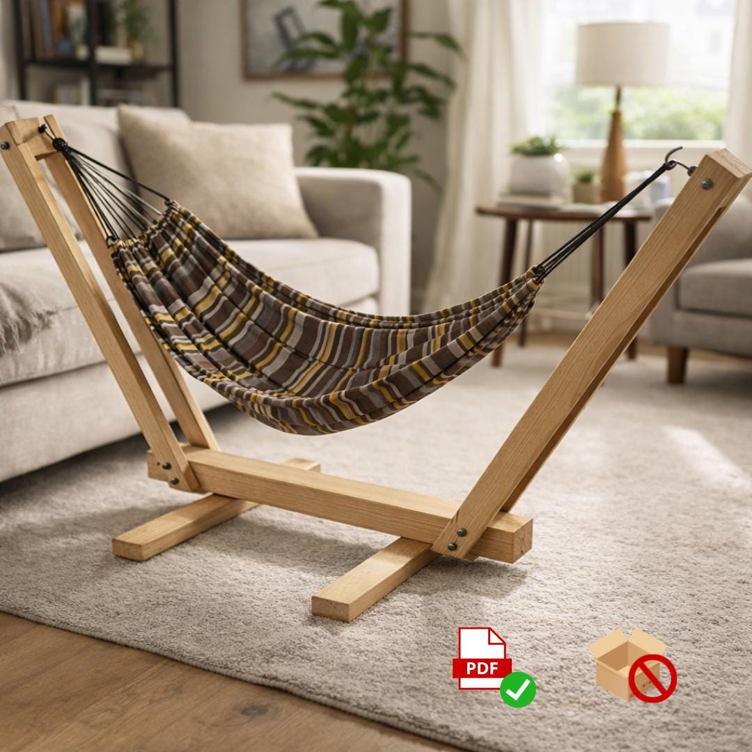 DIY Cat Hammock Stand Plan PDF | Boho Macrame Pet Bed Frame | woodworking plan