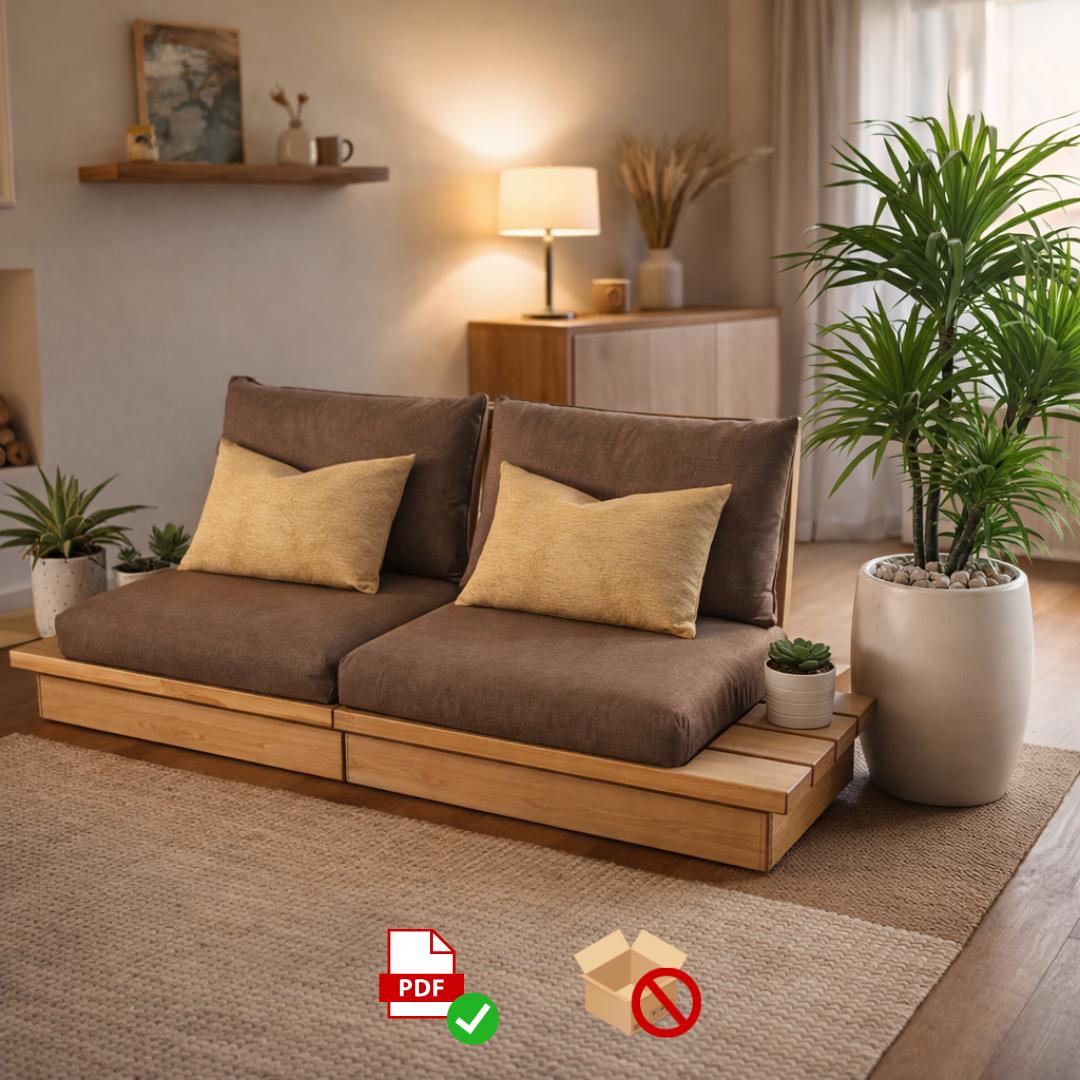 DIY Japanese-Style Low Sofa Woodworking Plans | Modular Chair Pair | Digital PDF
