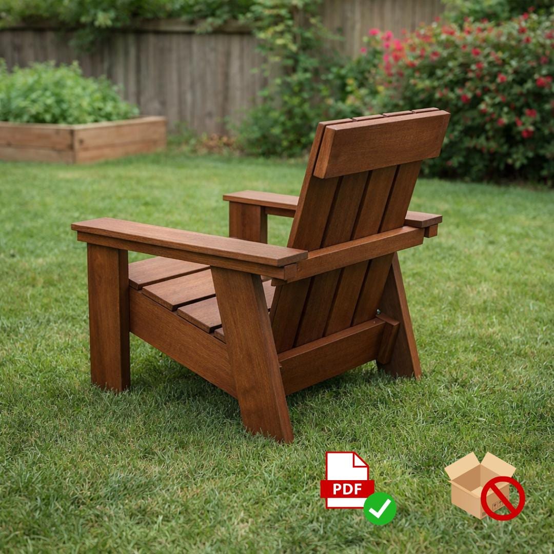 DIY 4-Leg Adirondack Chair Plan | Outdoor Furniture Woodworking | Beginner-Friendly PDF