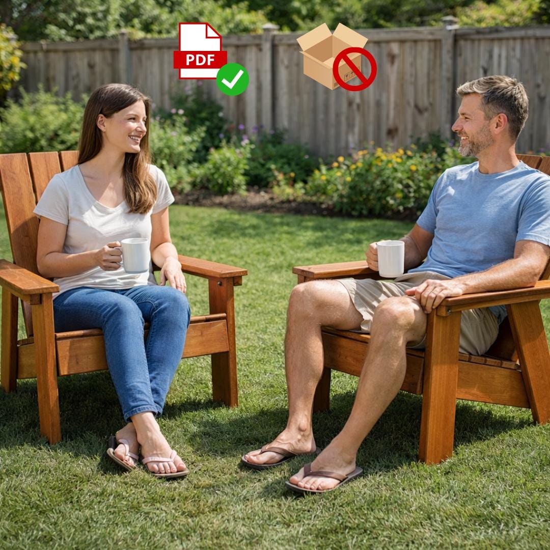 DIY 4-Leg Adirondack Chair Plan | Outdoor Furniture Woodworking | Beginner-Friendly PDF