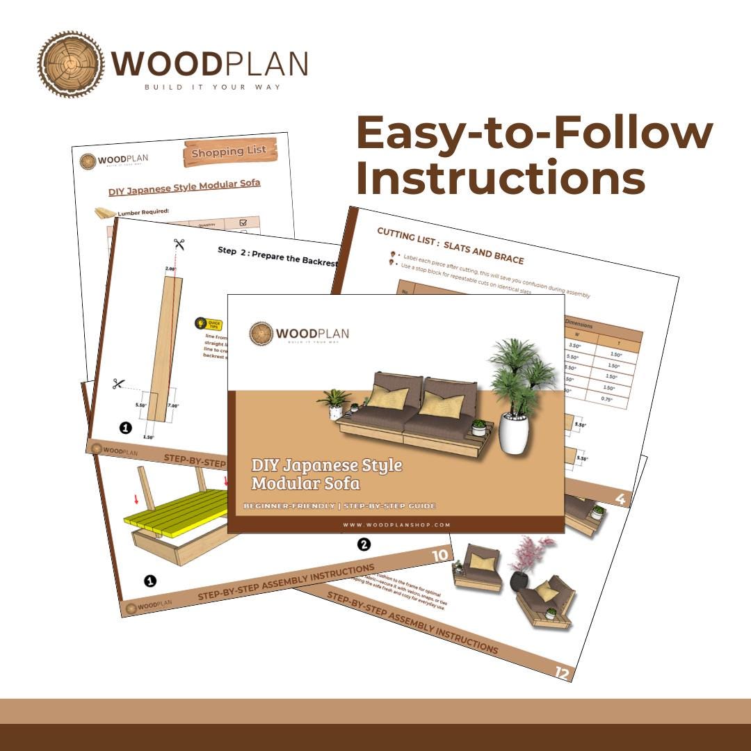 DIY Japanese-Style Low Sofa Woodworking Plans | Modular Chair Pair | Digital PDF