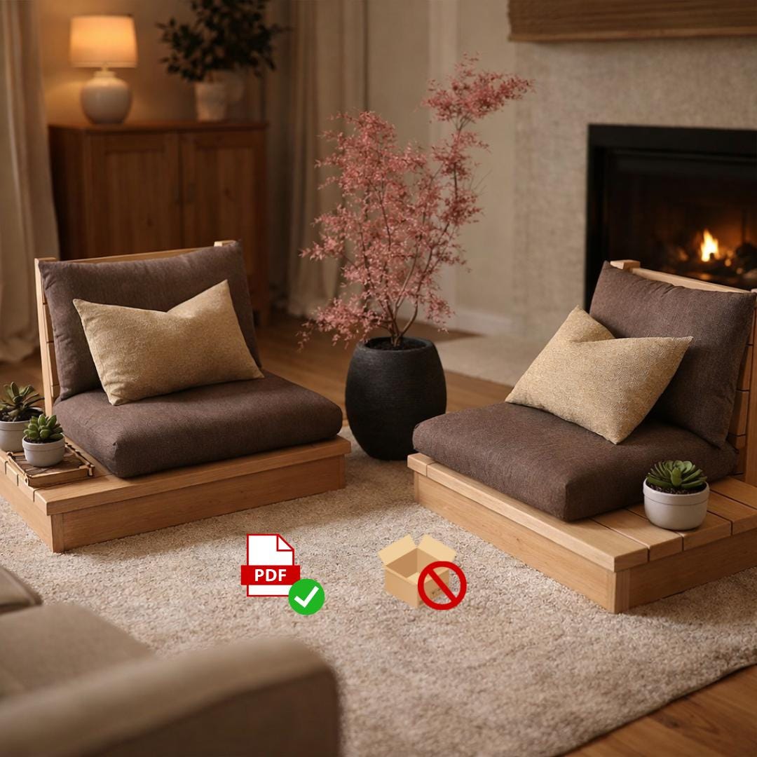 DIY Japanese-Style Low Sofa Woodworking Plans | Modular Chair Pair | Digital PDF