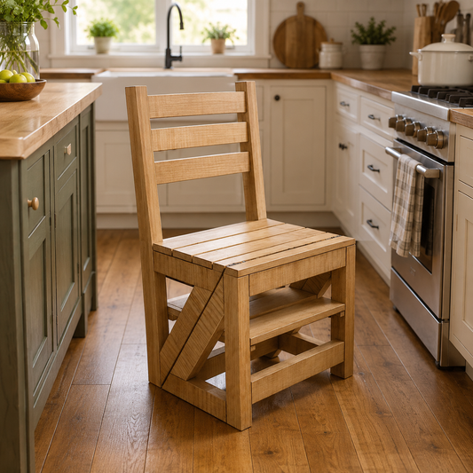 2-in-1 Convertible Ladder Chair – Printable Woodworking Plan (Chair + Step Stool)