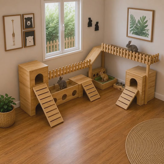Bunny Playground Plan PDF | Castles, Tunnel Run, Window Perch + Rest Deck | Beginner DIY